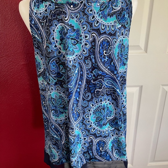 Roz & Ali Asymmetrical Blue Sleeveless Tank Top - Picture 5 of 11